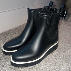 Black Kate Spade Ankle Rain Boots with Bow Detail Size 8